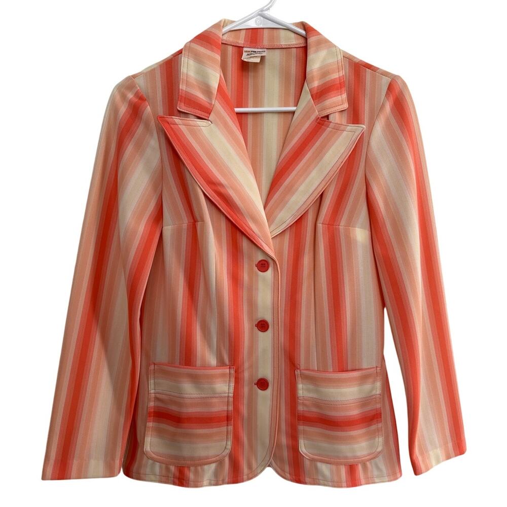 Vintage 70's JC penney Fashion orange tan Stripe dagger blazer medium